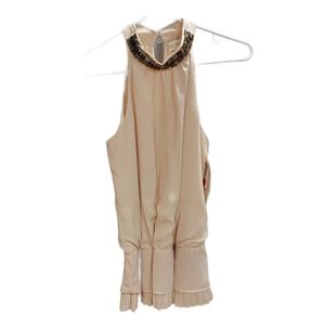 MY MICHELLE Blue Envy Champaign Metal collar blouse